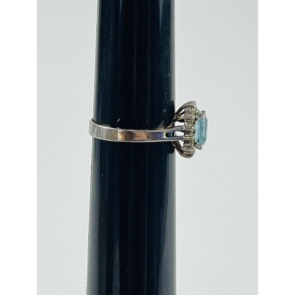 Vintage Ring 14K GE Gold Electroplate Taiwan Size 9 Aquamarine Blue Pale Rhinest - Picture 9 of 16